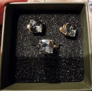 Grey stone Ring & Stud Earring set